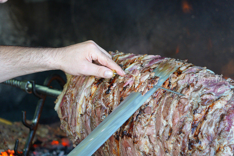 土耳其传统的羊肉串döner, erzurum